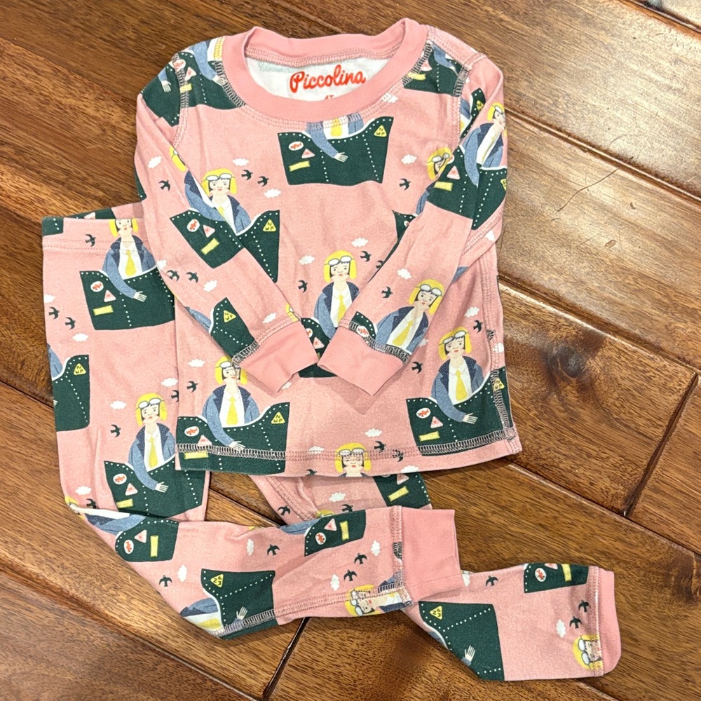 Piccolina Pink and Green Kids Pajama Set